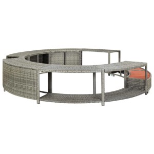 vidaXL Whirlpool-Umrandung Grau Poly Rattan 46459