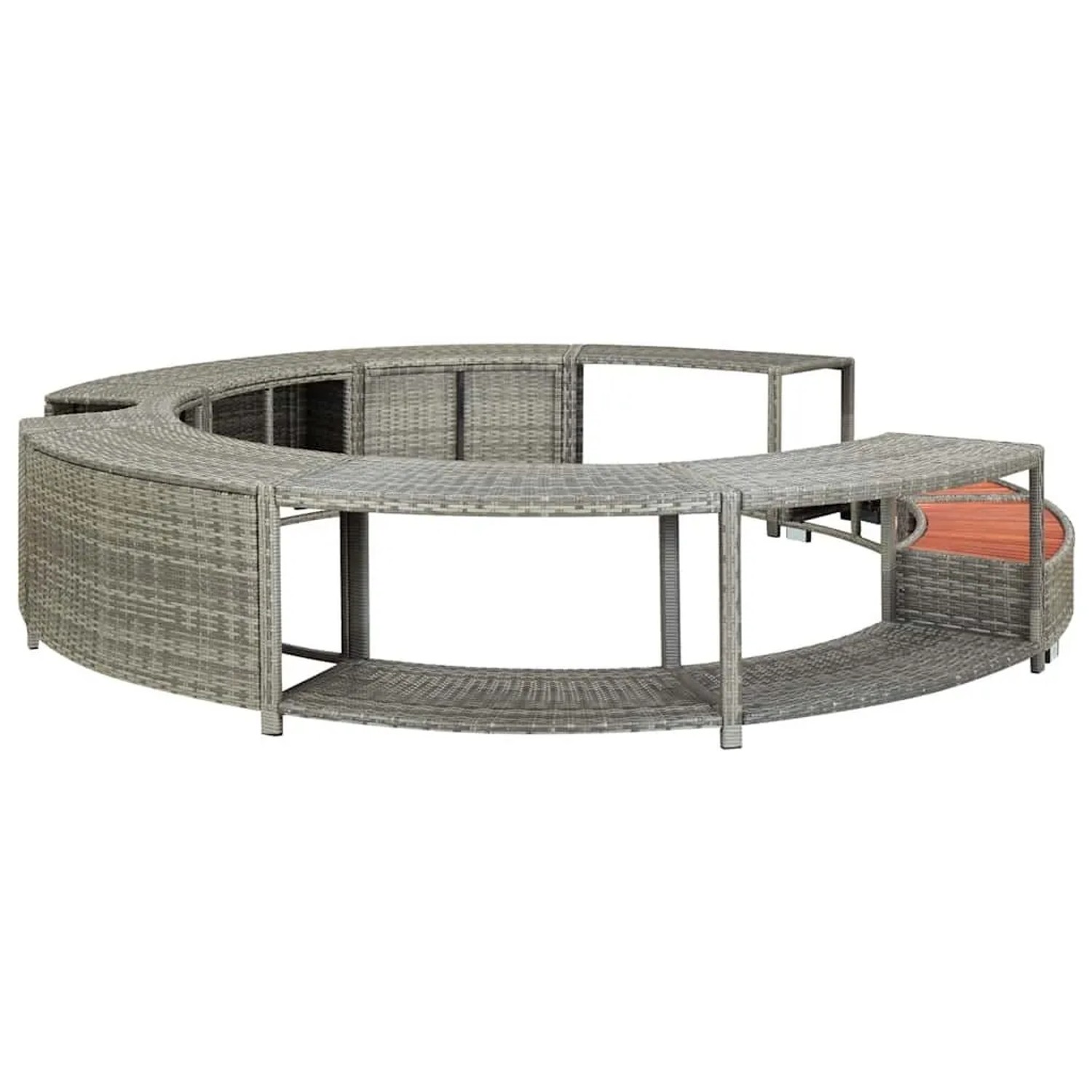 vidaXL Whirlpool-Umrandung Grau Poly Rattan 46459