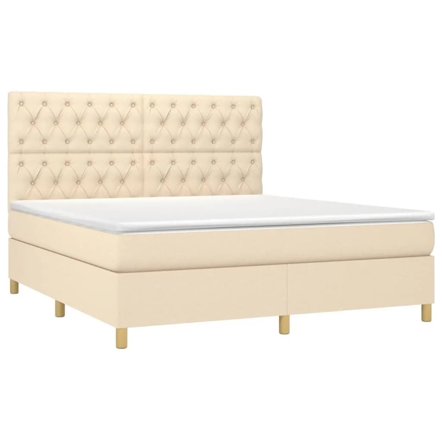 vidaXL Boxspringbett mit Matratze Creme 160x200 cm Stoff 3142590