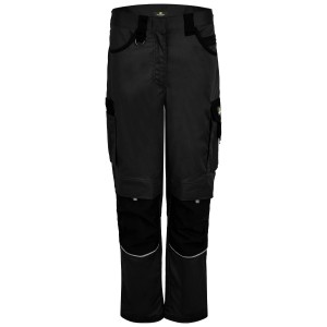 Schwarze Hans Schäfer Workwear Damen Bundhose Athene Gr. 46 mit Stretch, vielen Taschen und Knieverstärkung.