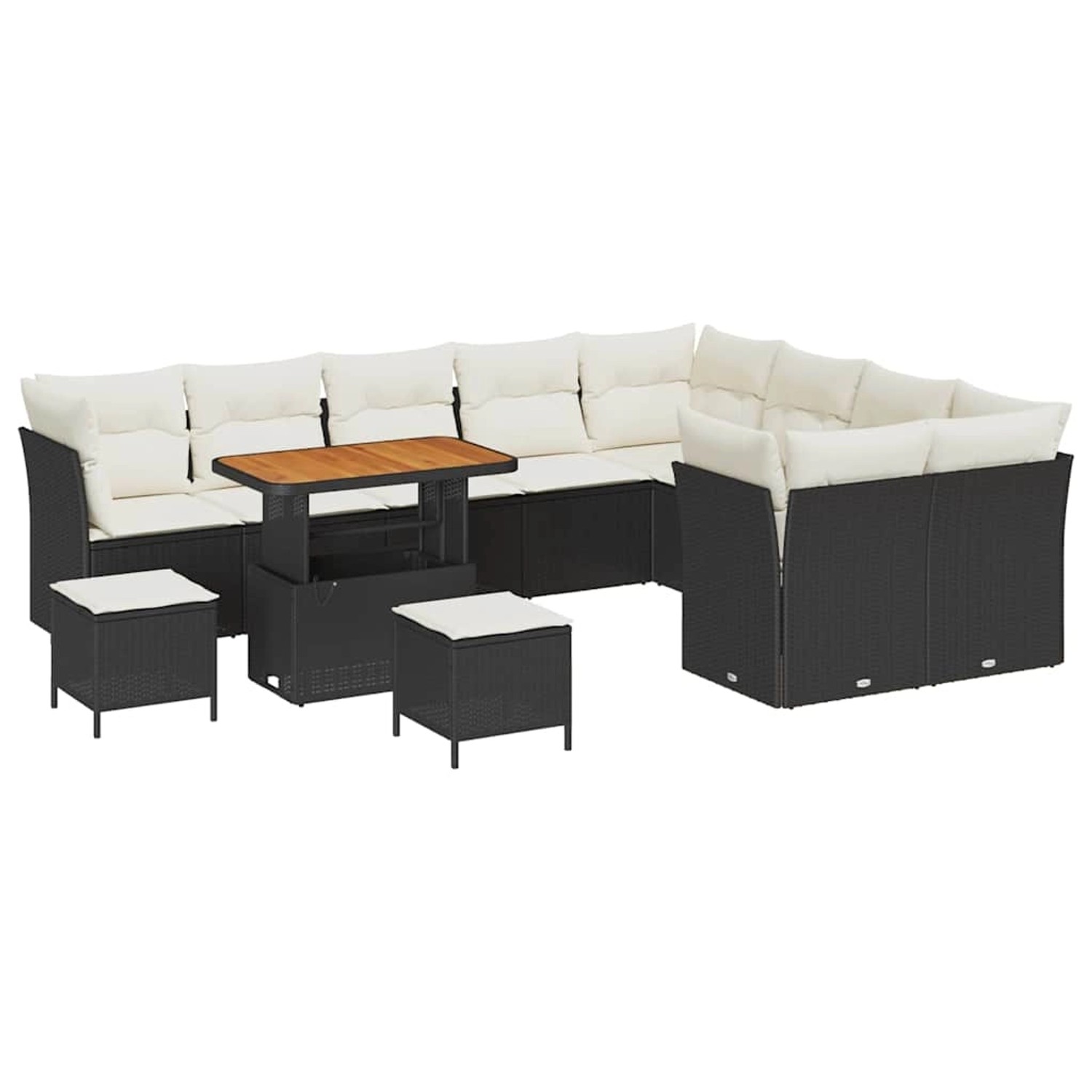vidaXL Garten-Sofa-Set 12-Tlg Schwarz Poly Rattan 3361525 günstig online kaufen