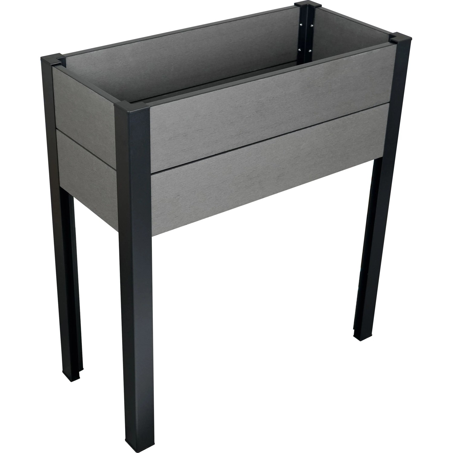 WPC Balkonhochbeet mit Alu-Pfosten Grau-Schwarz 88 cm x 80 cm x 35 cm