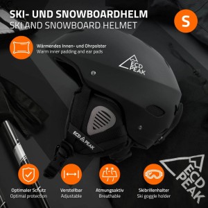 ECD Germany Skihelm für Herren und Damen Snowboardhelm Robust Schwarz S 51-54 cm mit Belüftungssystem und Skibrillenhalter