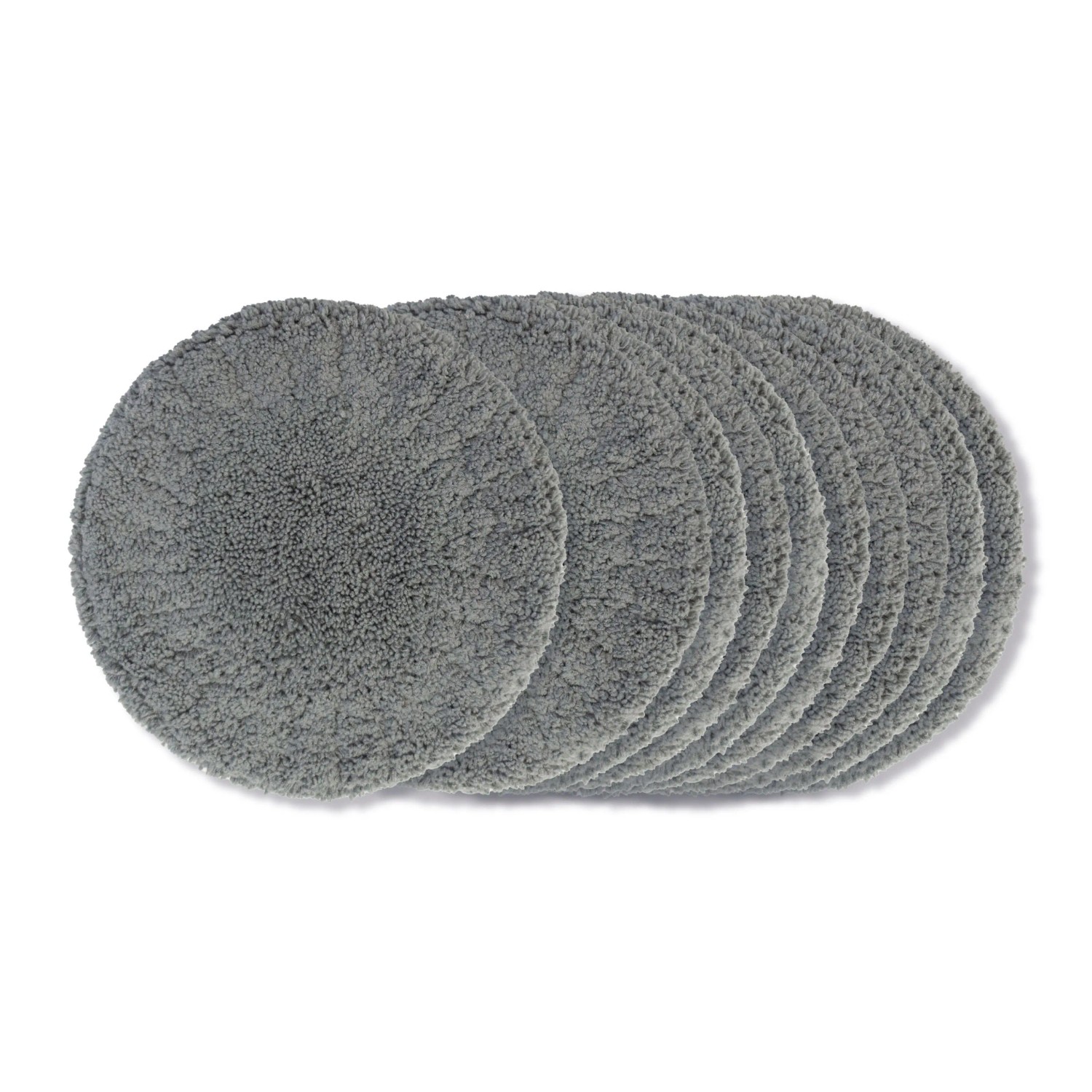 Zehn graue, runde Mikrofaser-Ersatzpads für Lifenaxx LX-055 Fenstersauger.