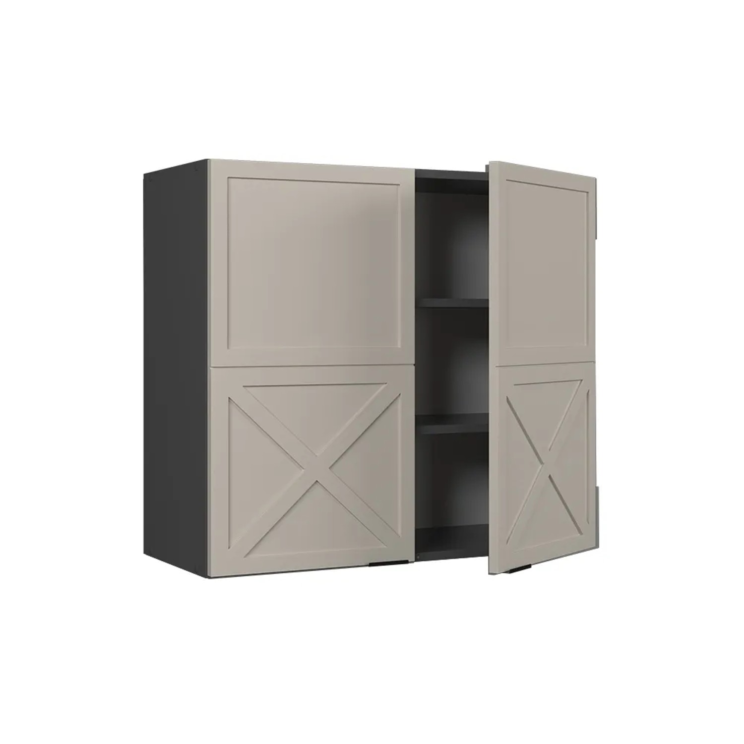 Vicco Hängeschrank Fame-Line, grau-beige mit anthrazitfarbenem Korpus, 80 cm breit.