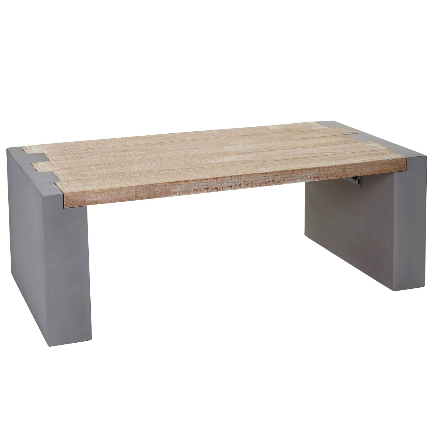 MCW Couchtisch A15 Beton-Optik Tanne Holz Rustikal Massiv 46x122x60cm