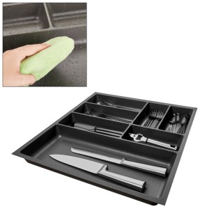 Anthrazit SOTECH ORGA-BOX-3 Besteckeinsatz mit Canvas Struktur für Schubladen. Mehrere Fächer, leicht zu reinigen. Küchen-Ordnungssystem.