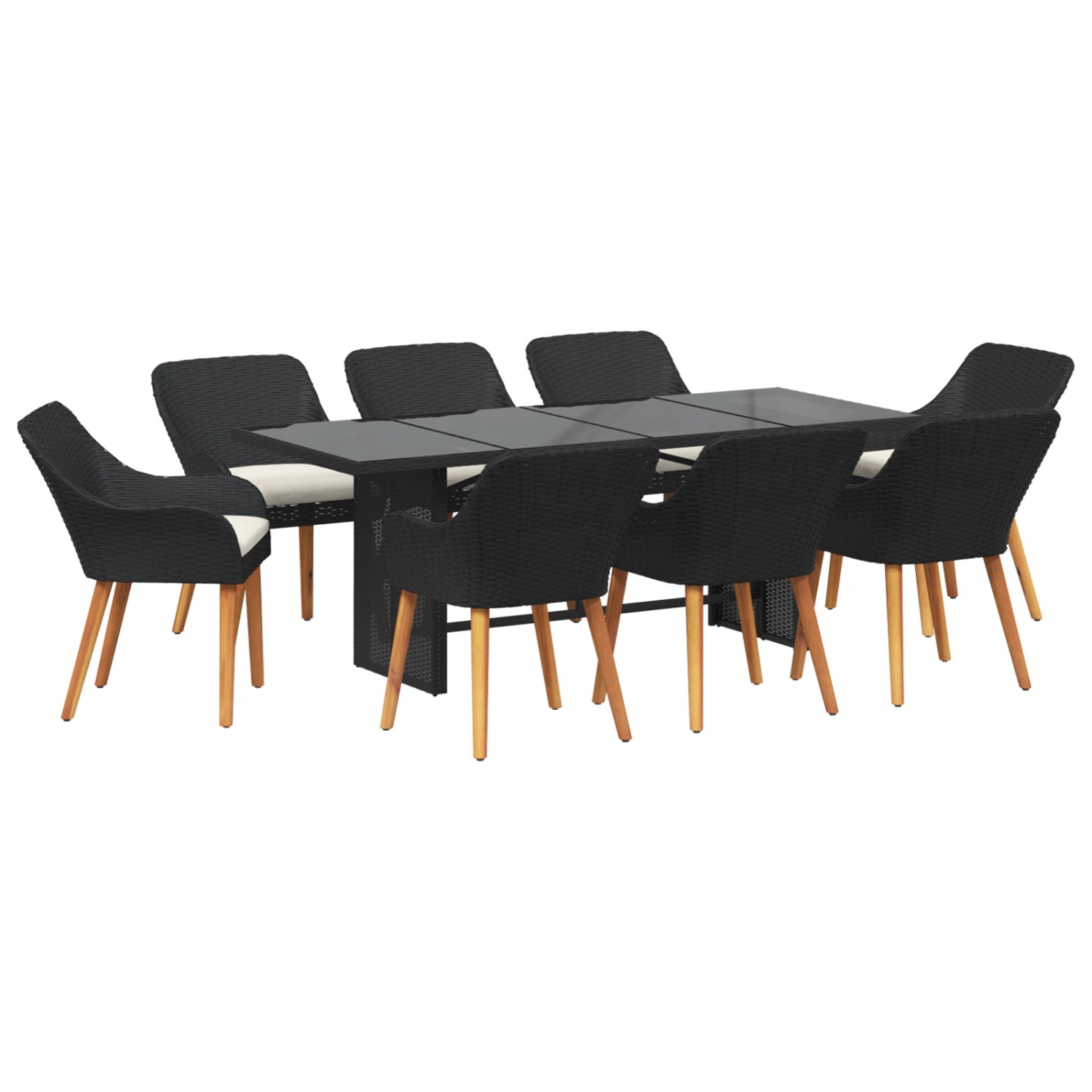 vidaXL 9-Teiliges Garten Essset Schwarzes Poly-Rattan 3261622 günstig online kaufen