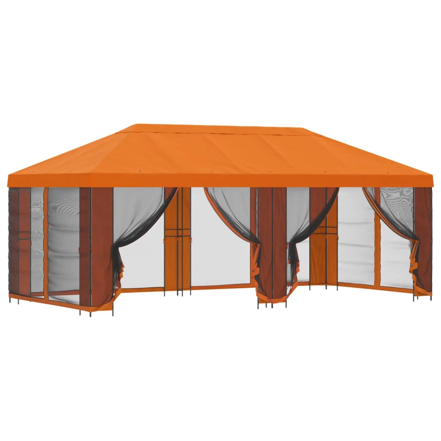 vidaXL Pavillon mit Seitenwänden 6 x 3 m Orange Polyester und Stahl 3376027