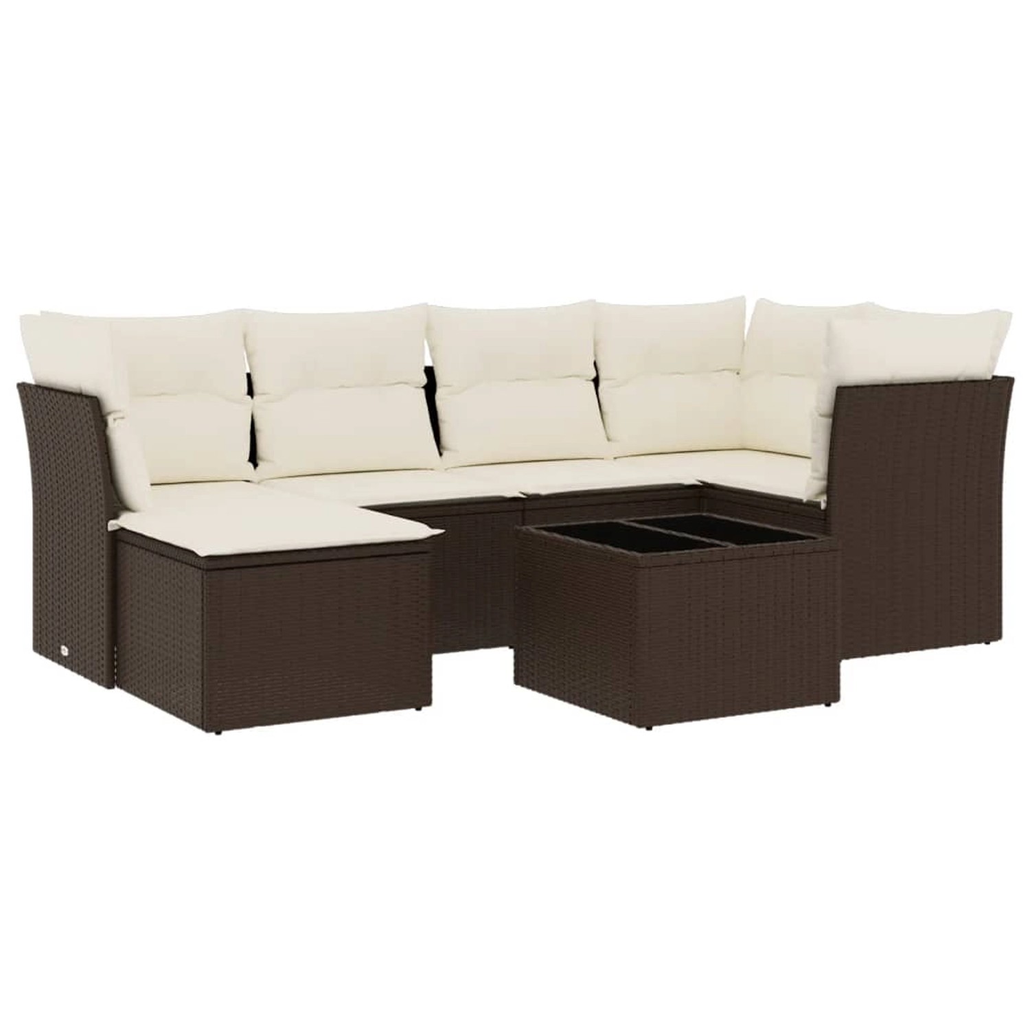 vidaXL 7-Tlg Garten-Sofagarnitur mit Kissen Braun Poly Rattan 3217963 günstig online kaufen