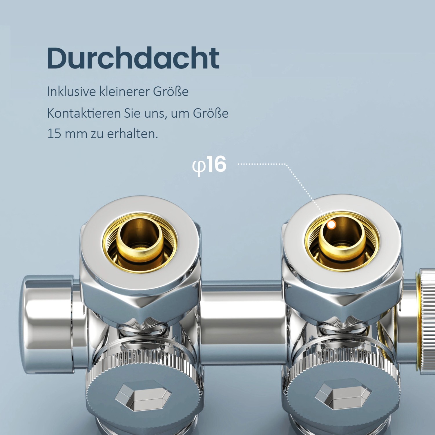 Emke Heizkörper Multiblock Ventil, Chrom. Anschlussgarnitur für Heizungs-Installation mit Thermostat.