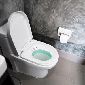 Relaxdays Sitzbad für die Toilette Kunststoff Weiß Türkis Faltbar 12 cm x 36 cm x 39 cm 330 g