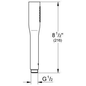 Technische Zeichnung: Grohe Euphoria Cosmopolitan Stick Handbrause mit Maßangaben.
