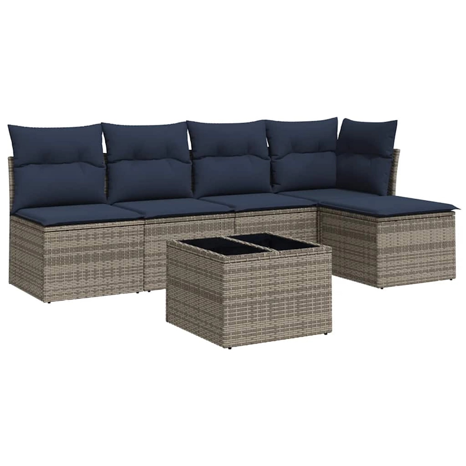 vidaXL 6-Tlg Garten-Sofagarnitur mit Kissen Grau Poly Rattan 3217531 günstig online kaufen