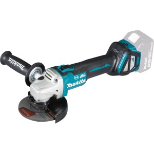 Makita Akku-Winkelschleifer DGA513Z (18V, Solo) mit Schleifscheibe und Zusatzhandgriff.
