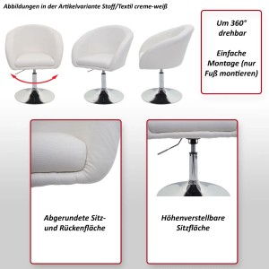 MCW Esszimmerstuhl F19, grau, Kunstleder, drehbar und höhenverstellbar. Polsterstuhl für Esszimmer.