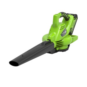 Greenworks Akku-Laubbläser GD40BV: 40V Laubsauger/Bläser in Grün und Schwarz.