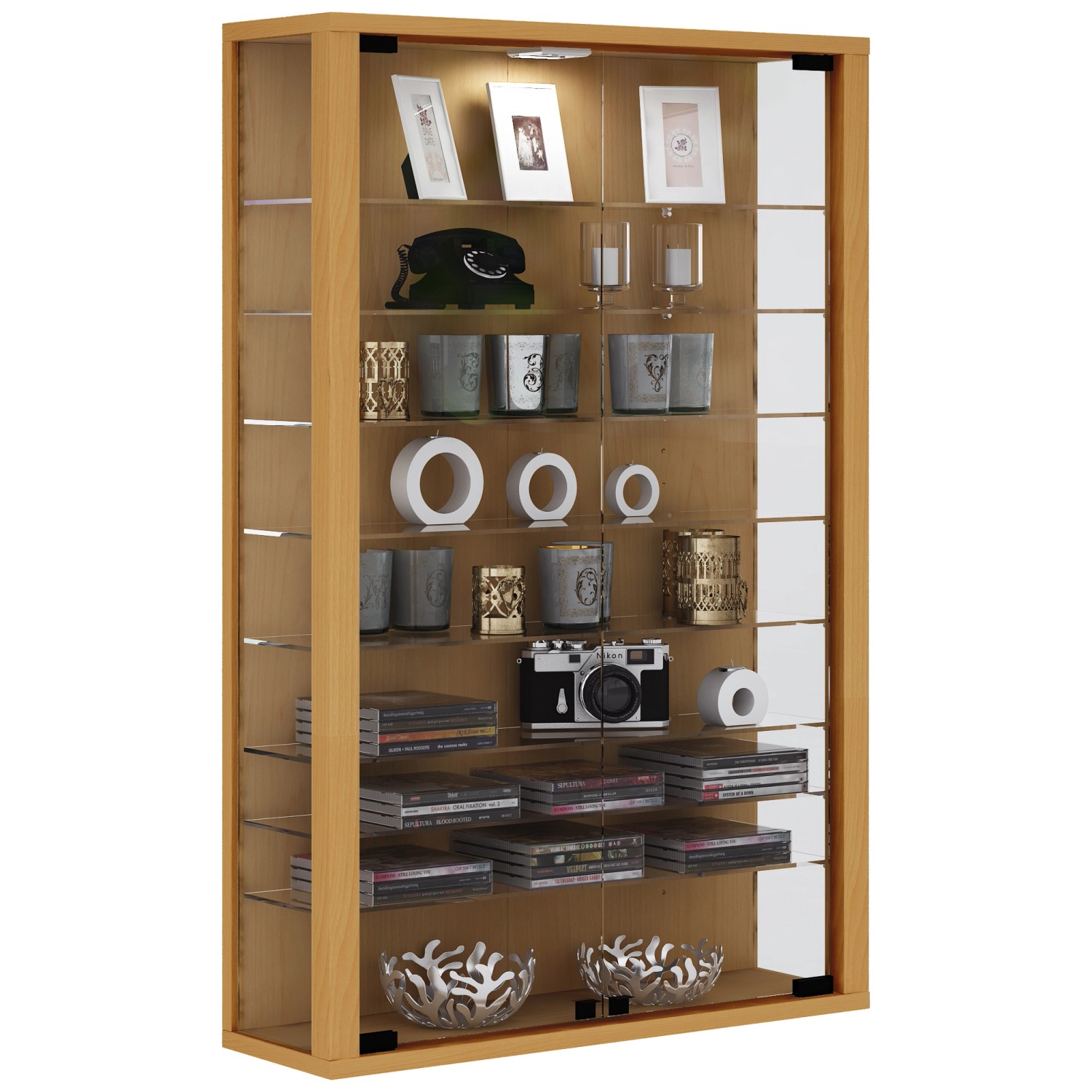 ebuy24 Vitrosa Mini Vitrinenschrank Wandhängend mit 2 Glastüren 8 Glasböden günstig online kaufen
