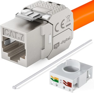 hb-digital Keystone Modul CAT 7 RJ45 werkzeuglos mit Zubehör.