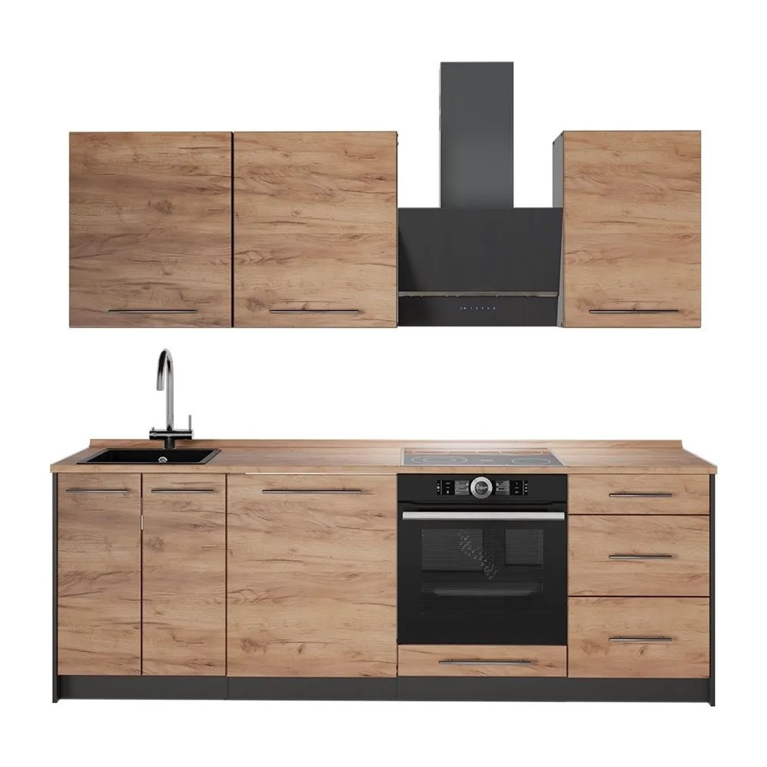 Vicco Küchenzeile Fame-Line Goldkraft Eiche/Weiß 230 x 82 AP Eiche Art Nr 64038