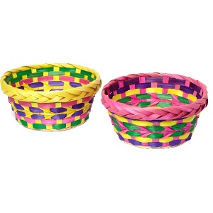 Brauns-Heitmann Bambuskörbe, rund, Ø 20cm, in Gelb und Pink, Deko-Körbe.