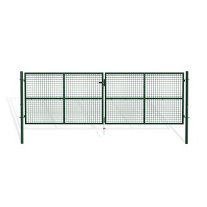 Grünes Casanoov Gartentor, 2-flügelig (4m) mit Tür (1m), Stahl verzinkt.