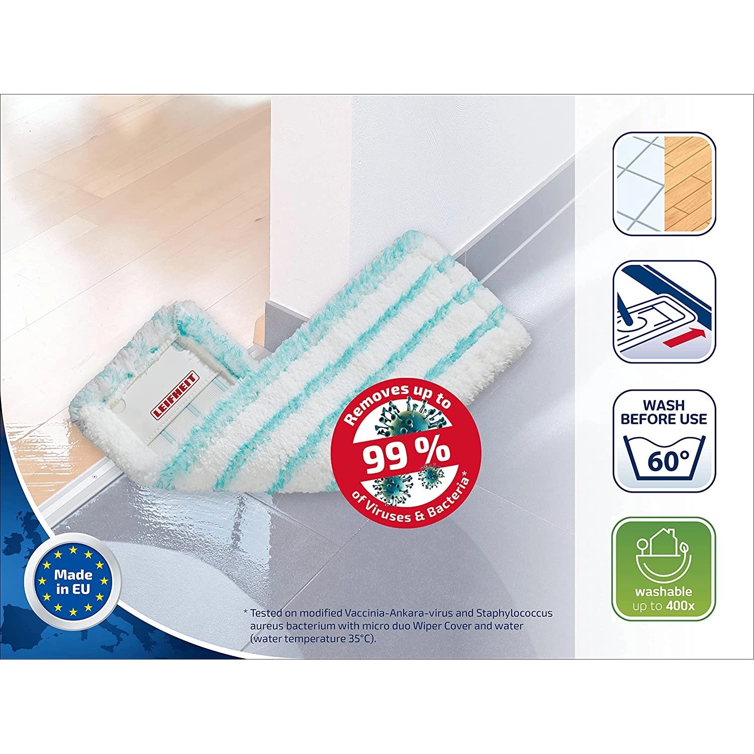 Leifheit 3er Set Wischbezug Profi XL 42cm für Reinigungsgeräte, verschiedene Böden