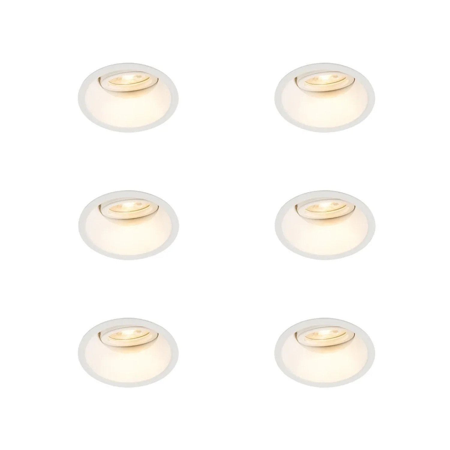QAZQA Set mit 6 Einbaustrahler Weiß Dreh  und Neigbar Legierung