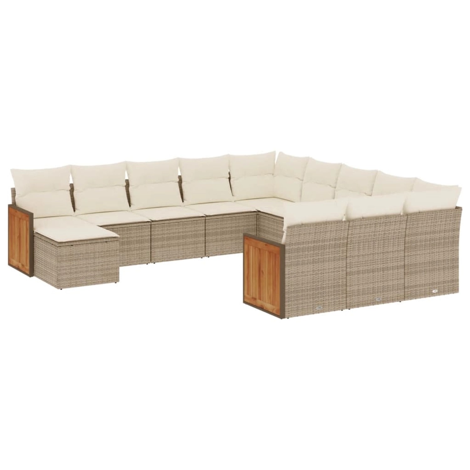 vidaXL 12-Tlg Garten-Sofagarnitur mit Kissen Beige Poly Rattan 3228263 günstig online kaufen
