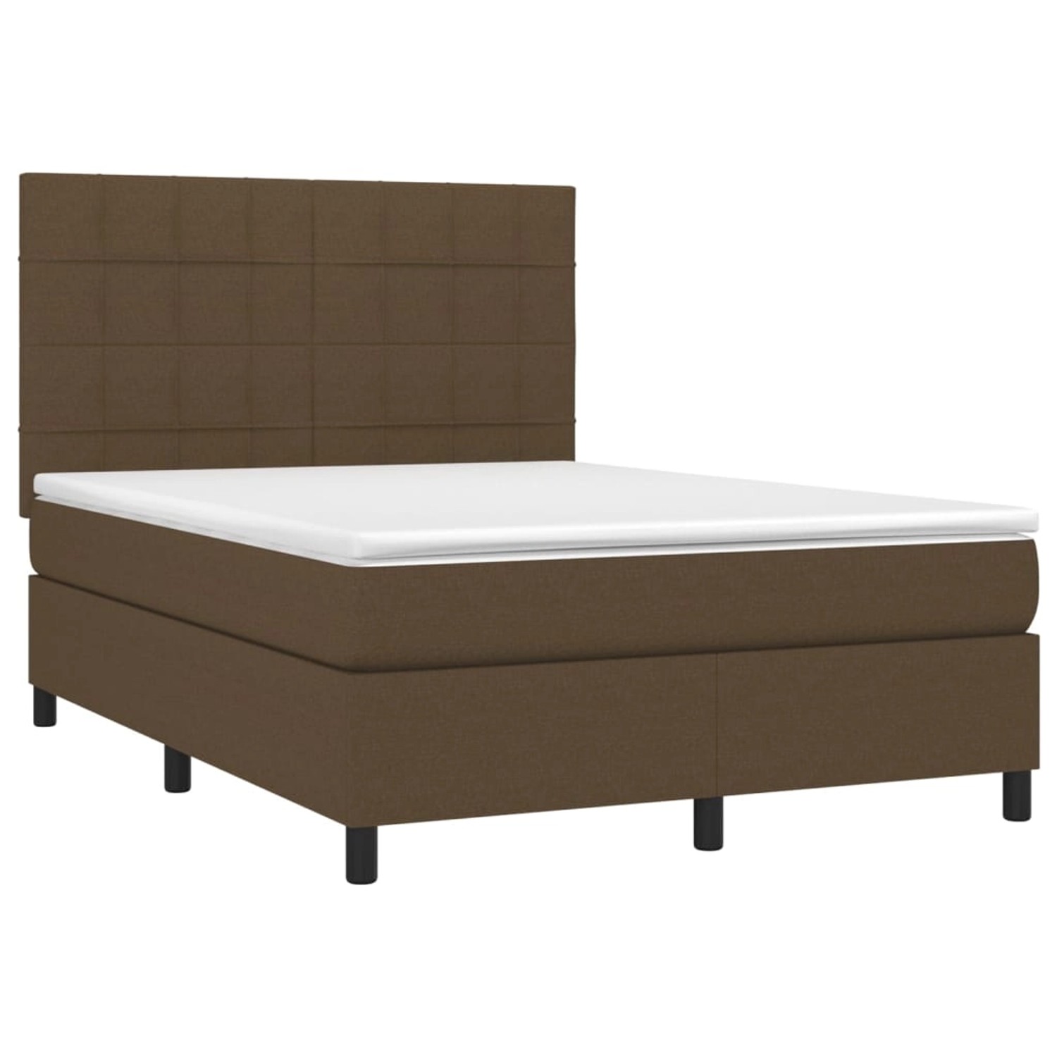 vidaXL Boxspringbett mit Matratze & LED Dunkelbraun 140x200 cm Stoff 313488 günstig online kaufen