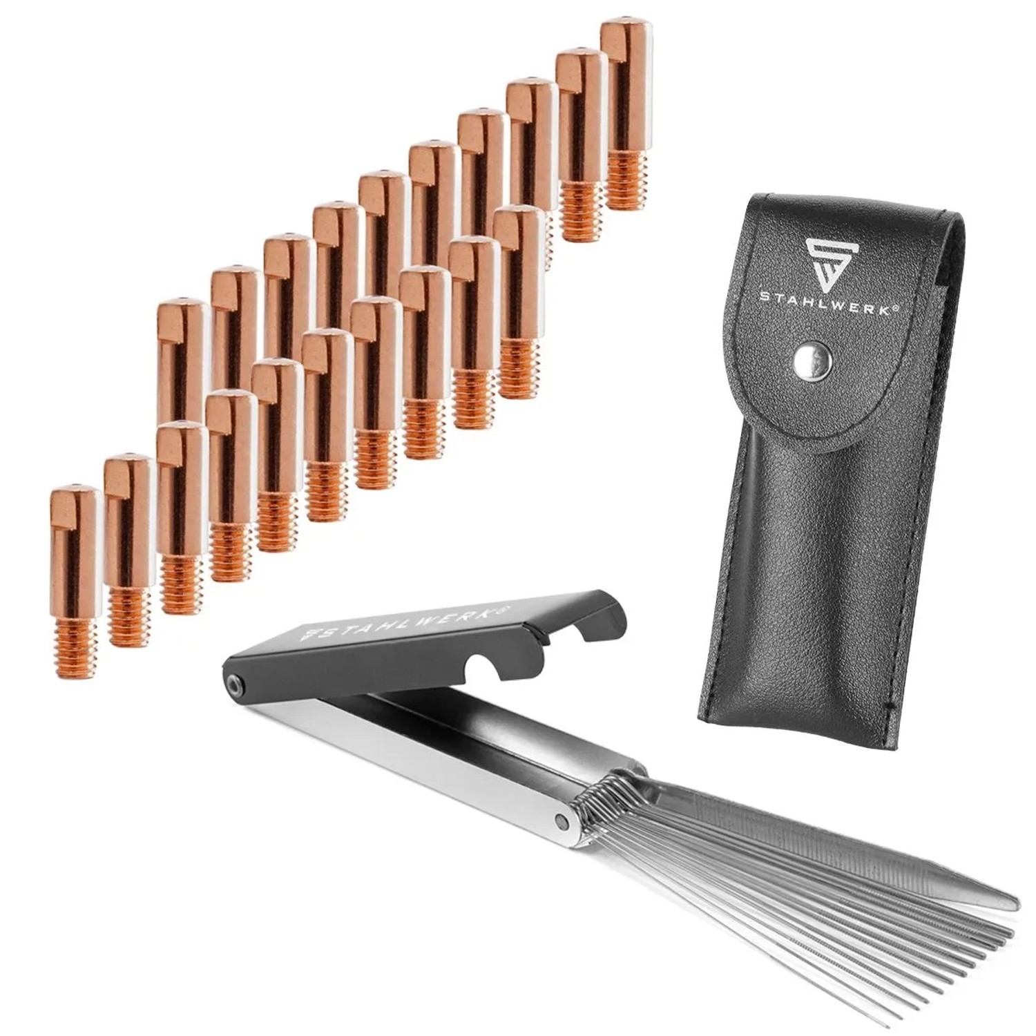 STAHLWERK MIG MAG Stromdüsen 20 Stück 0,8 mm mit Düsennadeln AK15 MB15 AK14 MB14