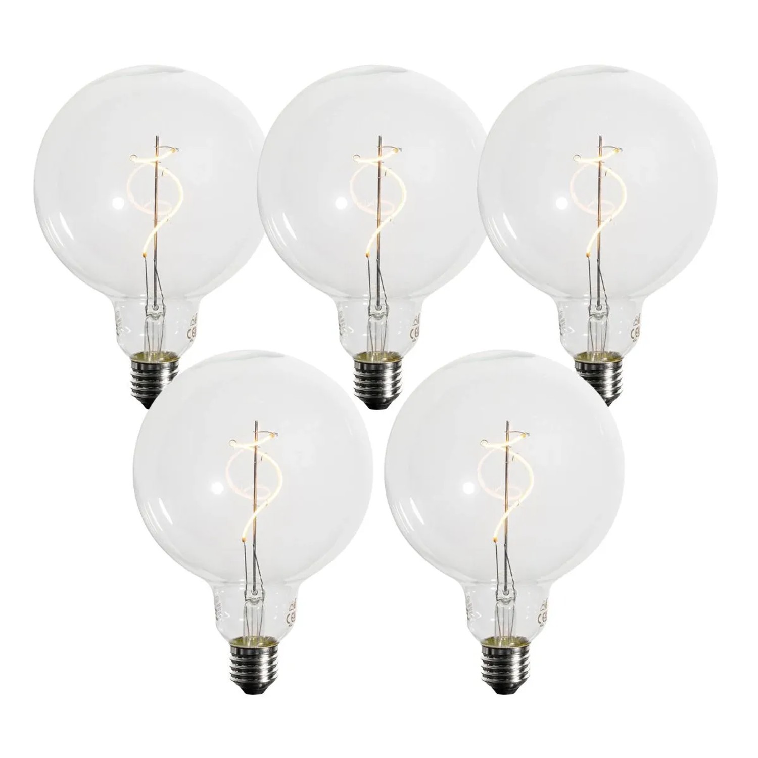 LUEDD 5er Set E27 Dimmbare LED Spiralfilament Glühbirnen G125 4W 270LM 2200K