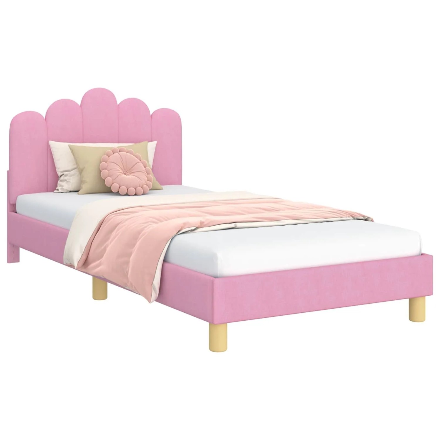 vidaXL Kinderbettgestell mit Kopfteil Rosa 90 x 190 cm Stoff 42011057 günstig online kaufen