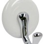 Weißer Porzellan Wandhaken SP68 mit glänzendem Metallbügel.