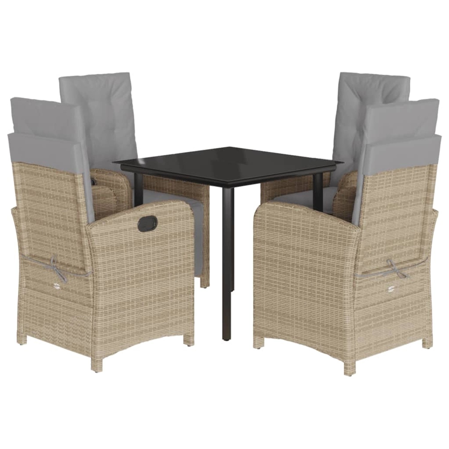 vidaXL 5-Tlg Garten-Essgruppe mit Kissen Beigemischung Poly Rattan 3212402 günstig online kaufen