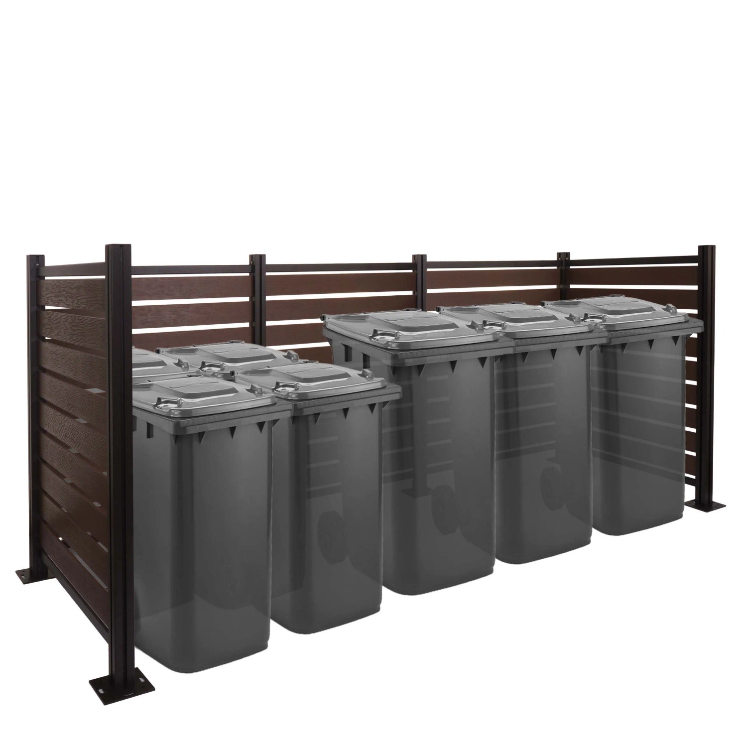 Brauner MCW Mülltonnenzaun K57 für bis zu 12 Tonnen, Mülltonnenbox zur Verblendung von Abfalltonnen.