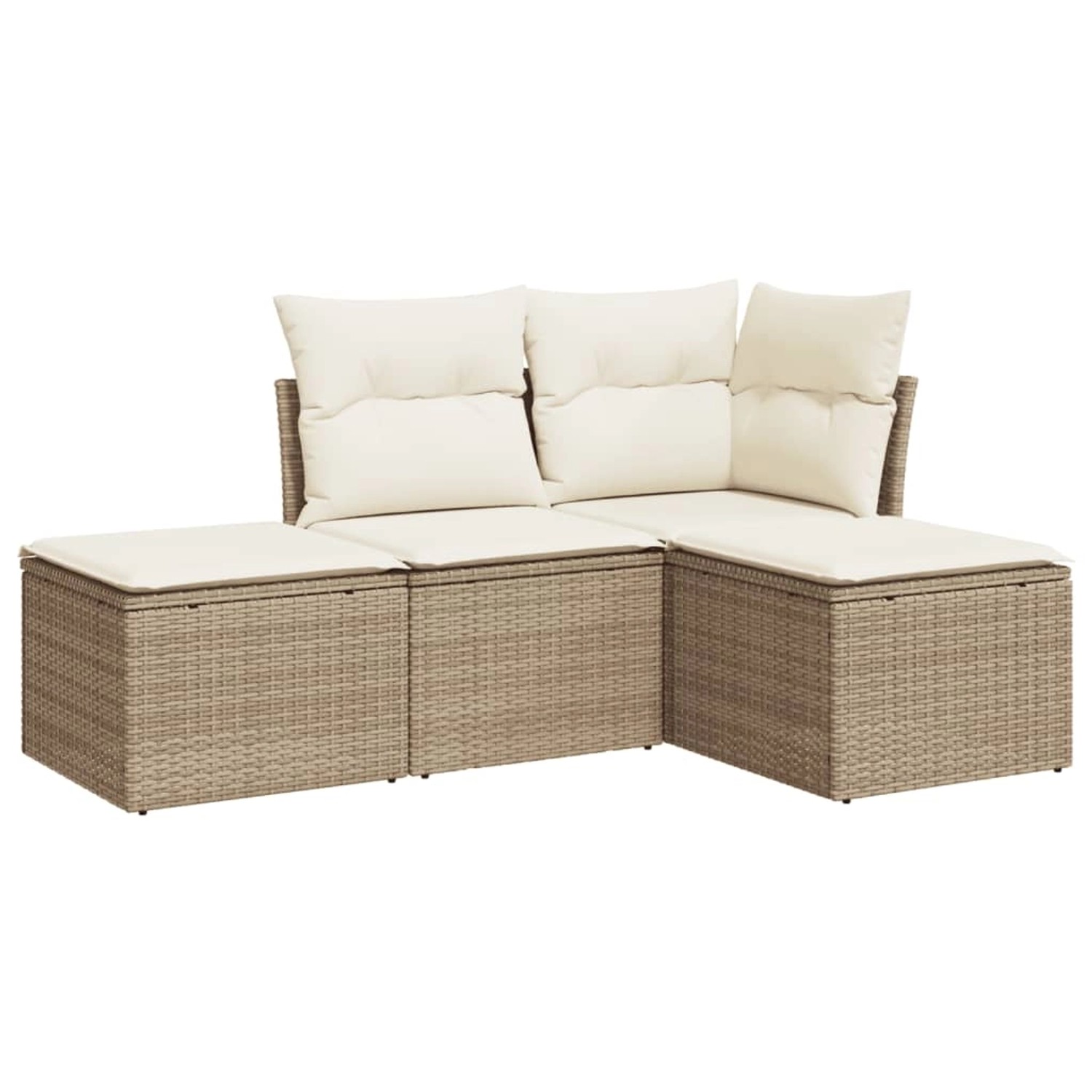 vidaXL 4-Tlg Garten-Sofagarnitur mit Kissen Beige Poly Rattan 3249317 günstig online kaufen