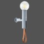 Just Light Wandleuchte Turn me Beton, graue Wandlampe mit braunem Lederband und E27 Fassung.