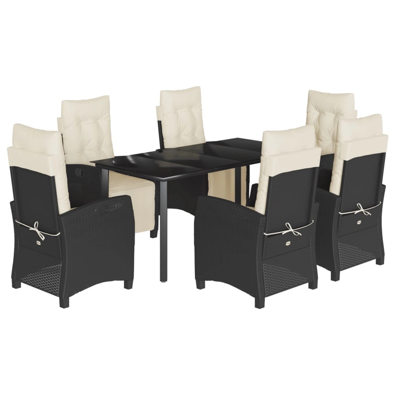 vidaXL 7-Tlg Garten-Essgruppe mit Kissen Schwarz Poly Rattan 3212957 günstig online kaufen