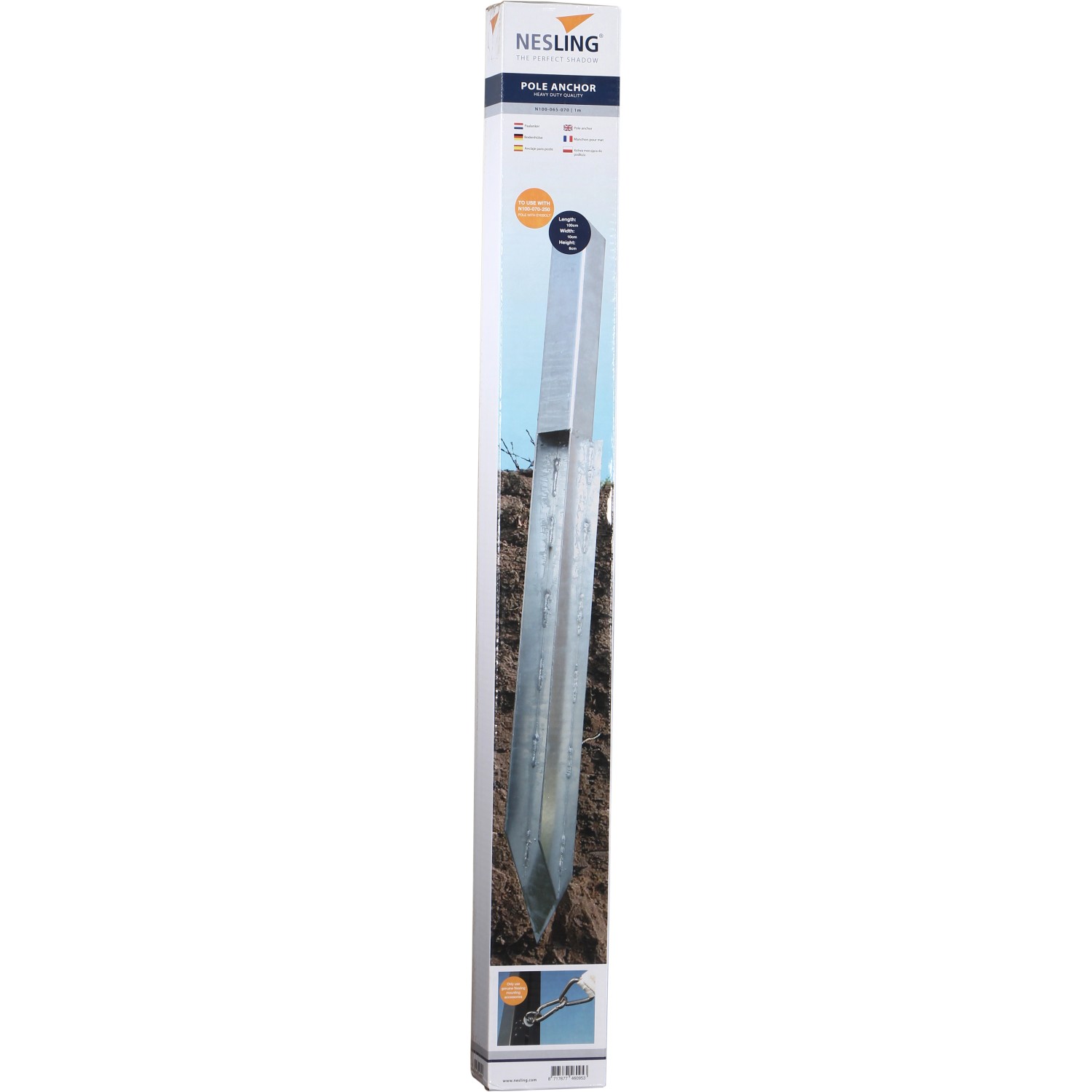 Nesling Bodenhülse Shade Sail Silber 100 cm x 10 cm x 6 cm