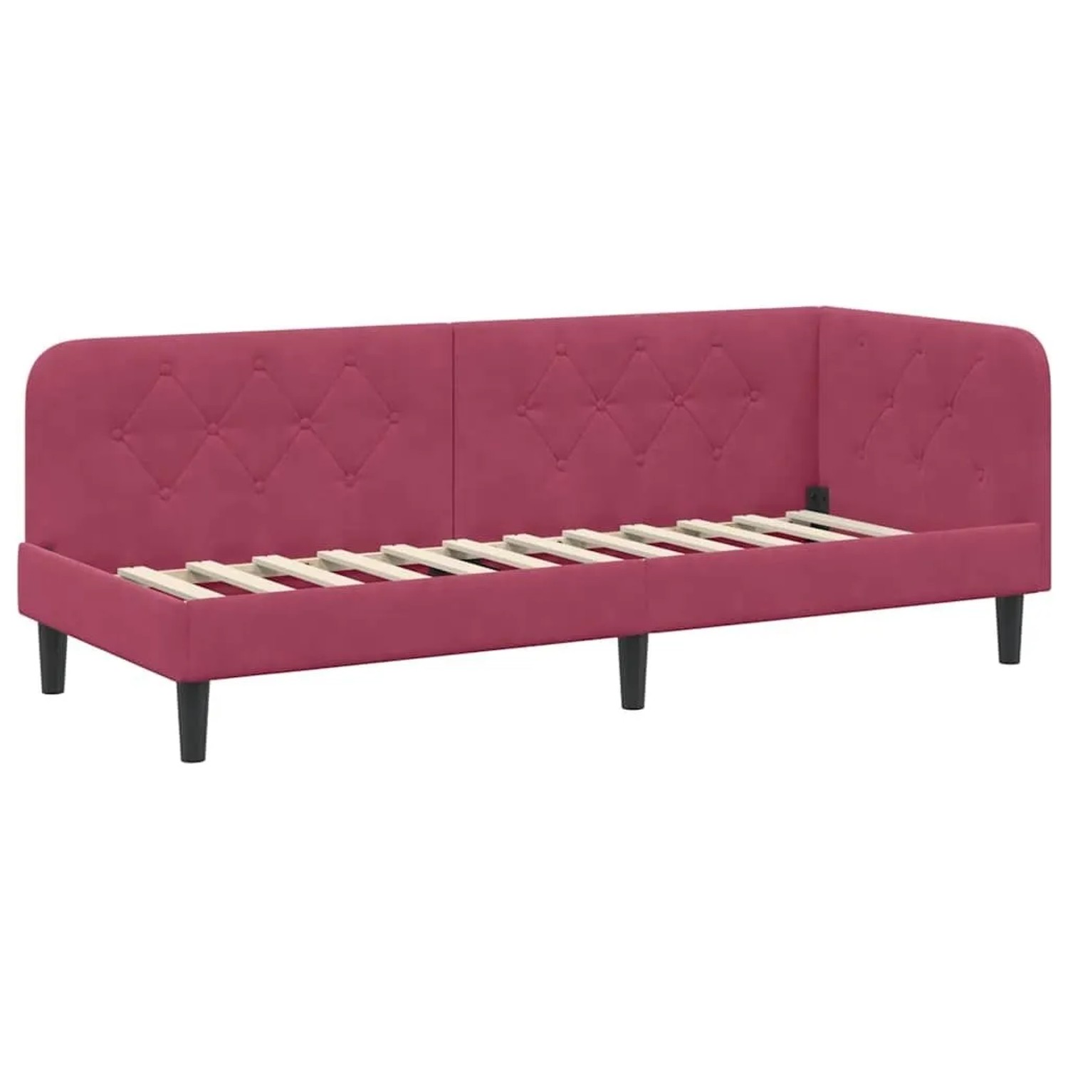 vidaXL Eckbettgestell mit Kopfteil Weinrot 80 x 200 cm Samt 42016590 günstig online kaufen