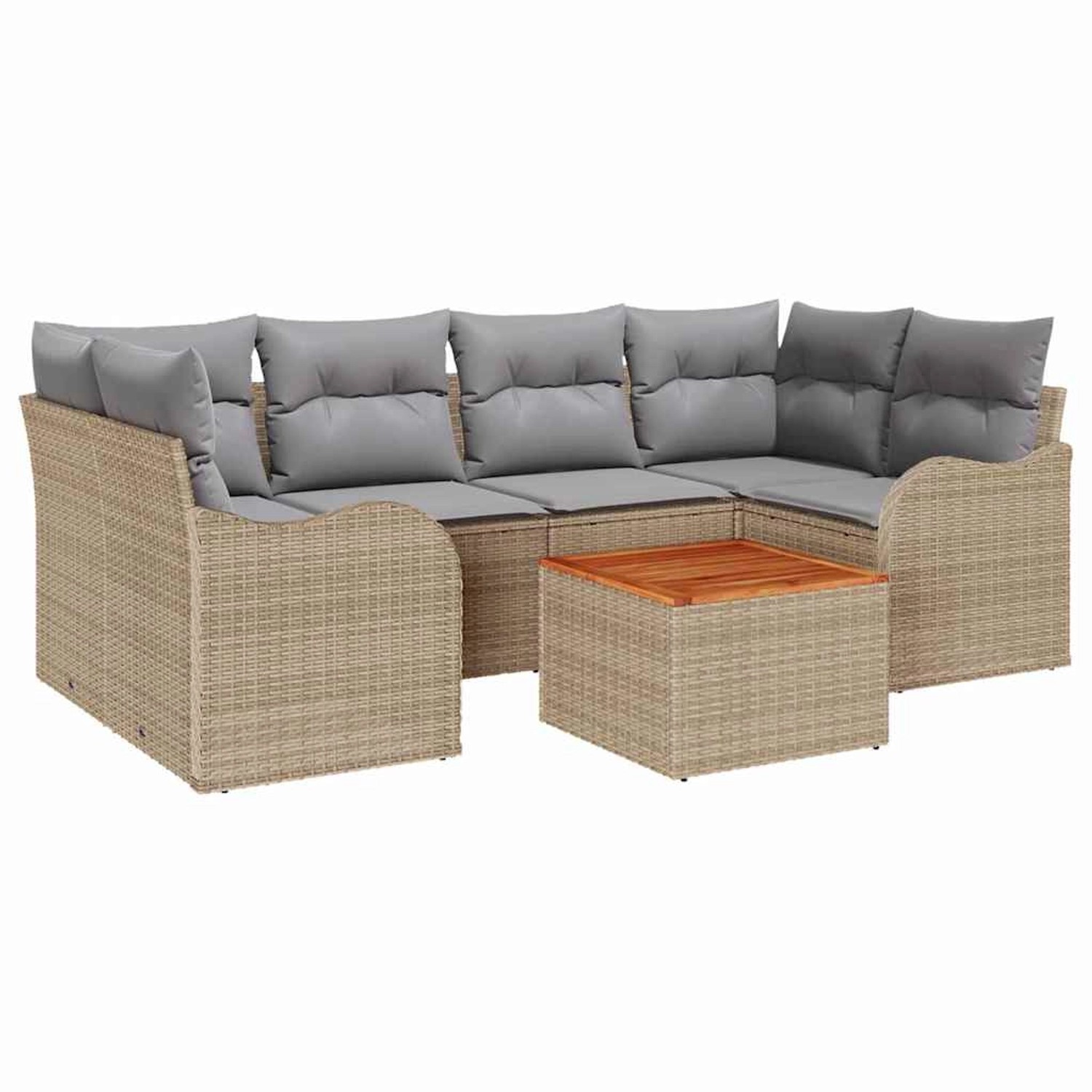 vidaXL Garten-Sofa-Set 7-Tlg Beige Poly Rattan 3347406 günstig online kaufen