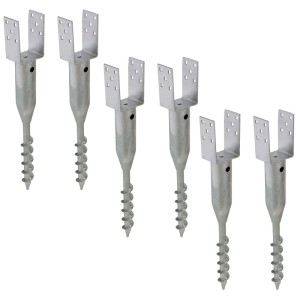 6er Set TRUTZHOLM Bodenhülsen, feuerverzinkt, zum Einschrauben für Zaunbau & Sichtschutz.