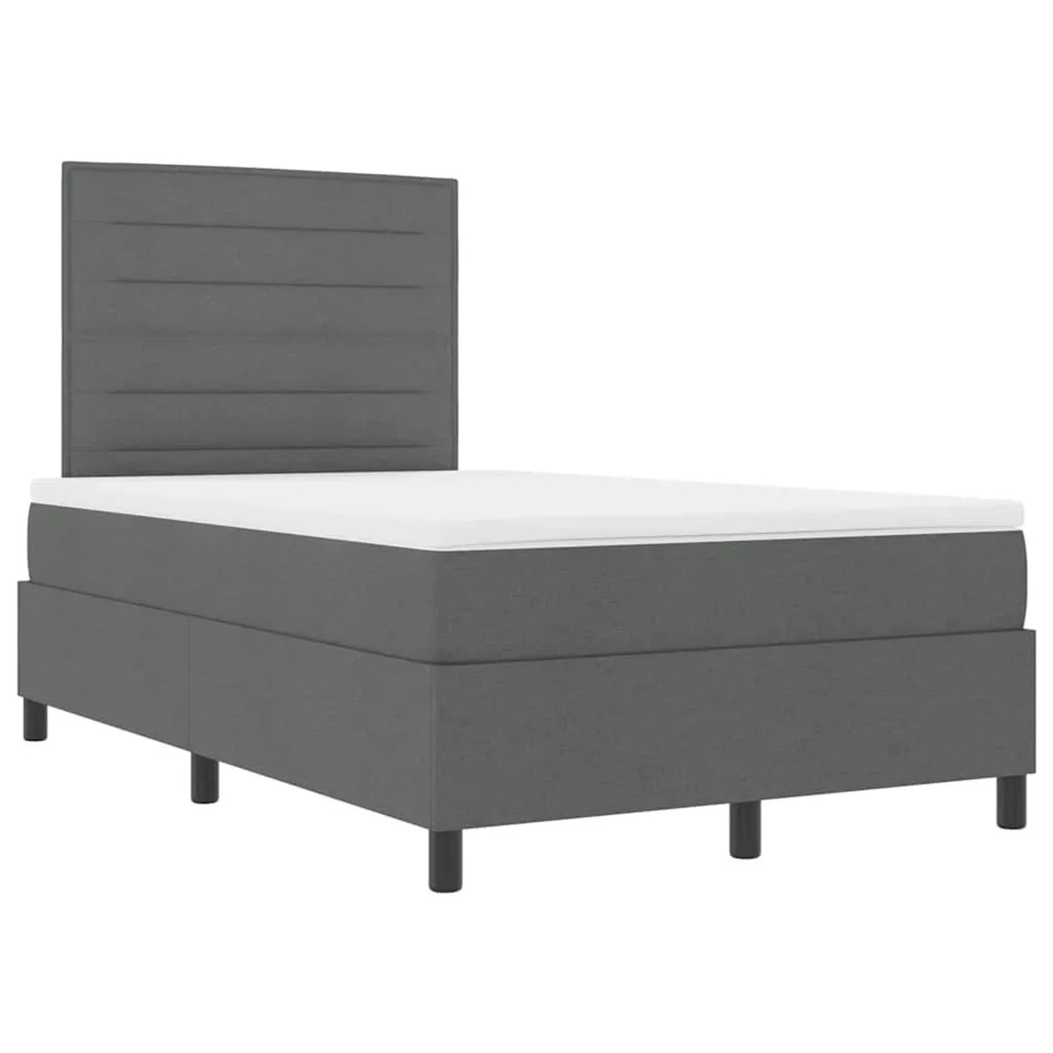 vidaXL Boxspringbett mit Matratze Dunkelgrau 120 x 200 cm Stoff 3342782