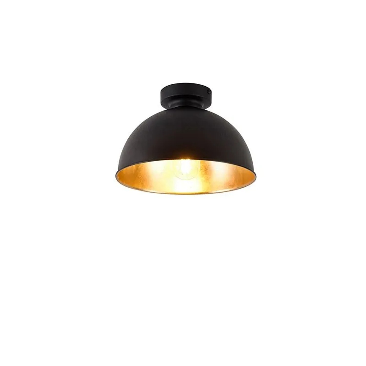 QAZQA Industrielle Deckenleuchte Schwarz mit Gold 28 cm Magnax