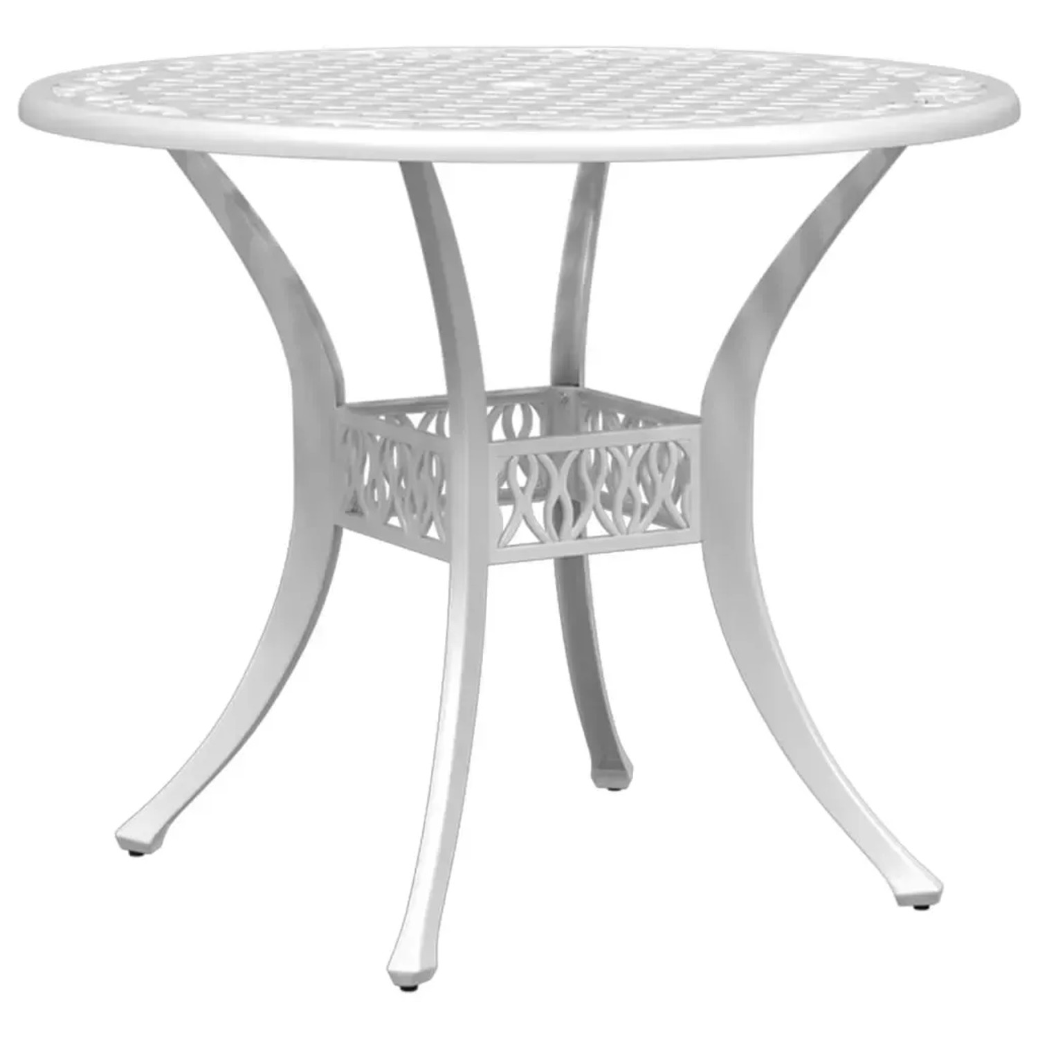 vidaXL Gartentisch Weiß Ø90x75 cm Aluminiumguss 4002809