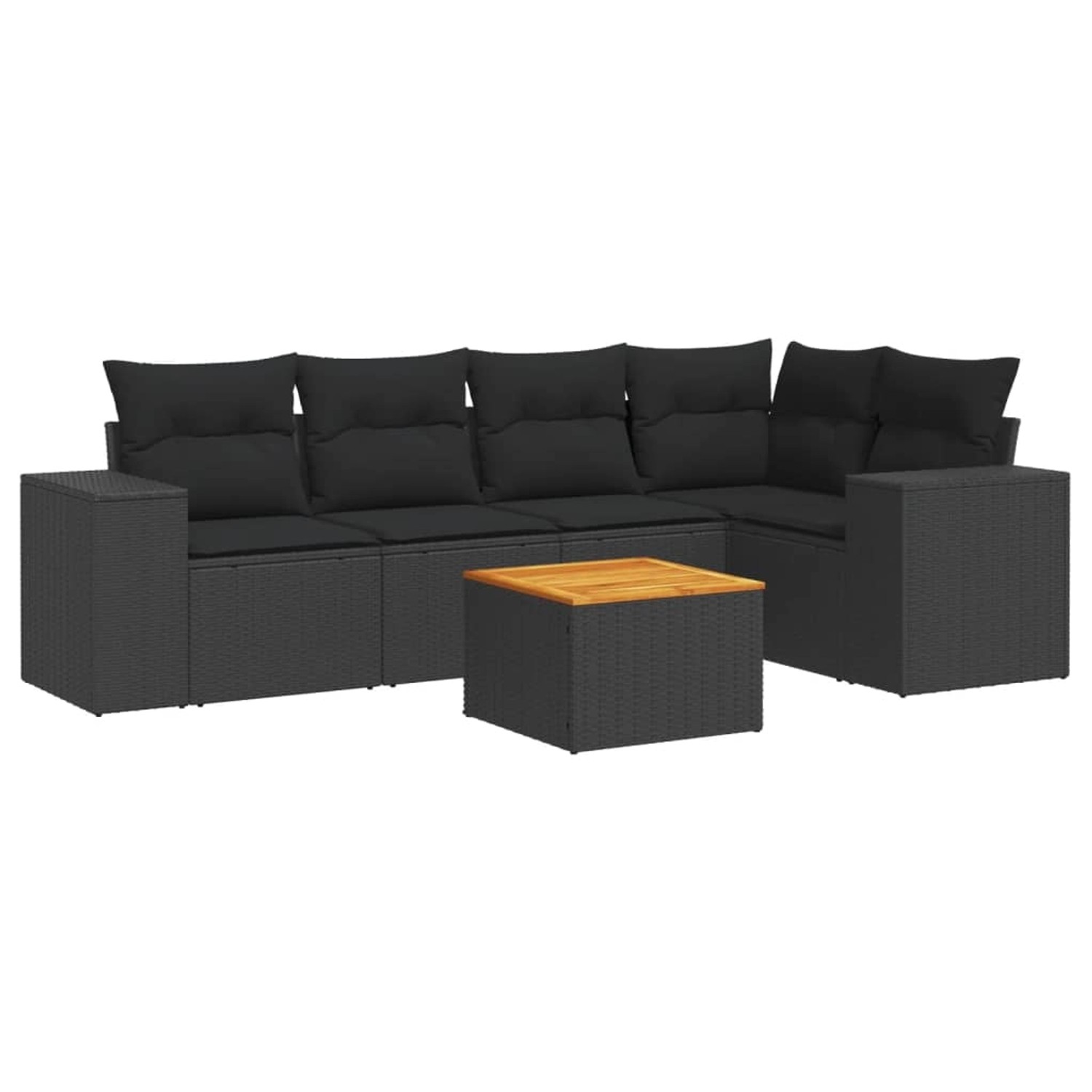 vidaXL 6-Tlg Garten-Sofagarnitur mit Kissen Schwarz Poly Rattan 3257763 günstig online kaufen