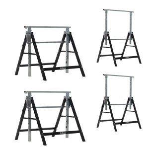 4er Set TRUTZHOLM Arbeitsböcke, 7-fach höhenverstellbar, bis 800 kg belastbar, Stahl, schwarz lackiert.