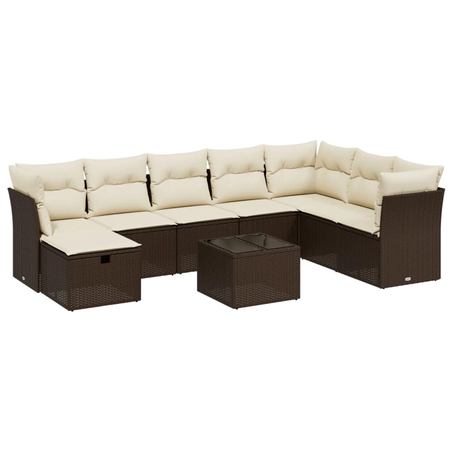 vidaXL 9-Tlg Garten-Sofagarnitur mit Kissen Braun Poly Rattan 3263289 günstig online kaufen