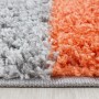 Detailaufnahme: Ayyildiz Hochflorteppich Life, Karo-Muster, Terrakotta/Grau, weicher Flor.